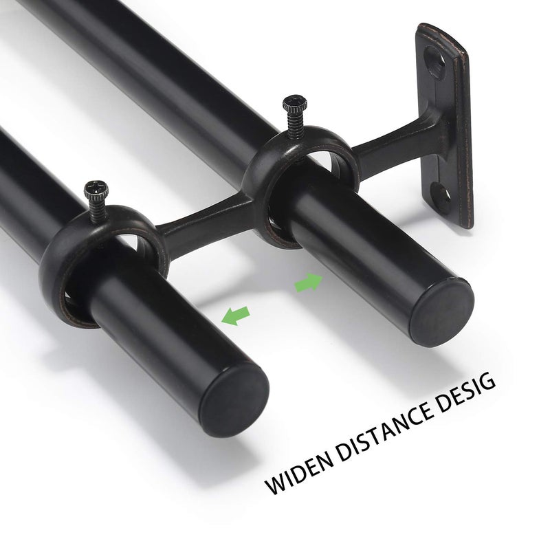 Goowin Double Curtain Rod Holder, 2 pcs Brackets Hooks for Living Room Bedroom Drapery Rods (Black) - Image 4
